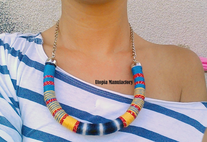 Boho Necklace African Jewelry Rope Necklace Choker Necklace Thread Necklace African Jewelry Thread Wrapped For Her Bohemian Necklace
