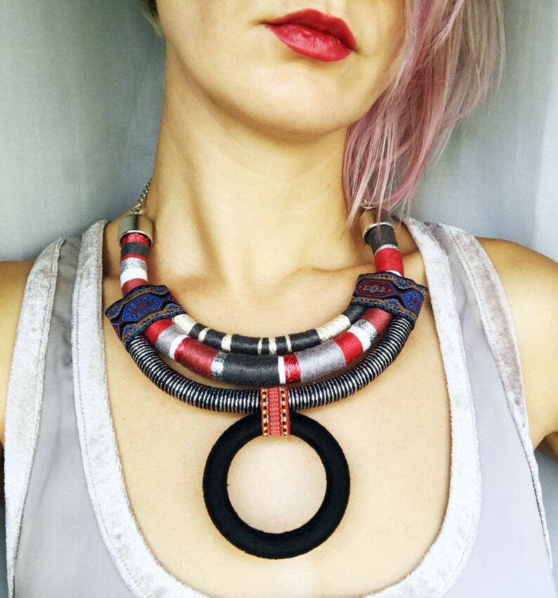 Yarn Necklace Statement Necklace Choker necklace Boho Etsy