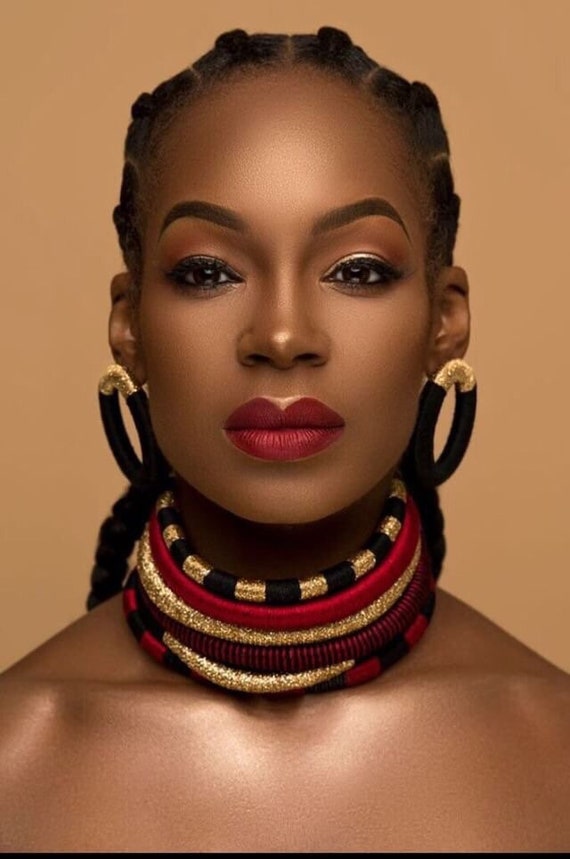 ethnic chokers necklace african jewelry afro tribal necklace African tribal necklace,african jewelry Statement Choker with earrings set