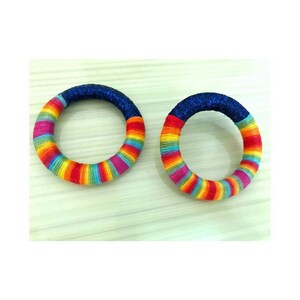 Rainbow Hoops, Hoop Earrings, African Earrings Colorful Earrings Rainbow Hoop Earrings, Colorful Rope Earrings, Rainbow Hoop Earrings image 6