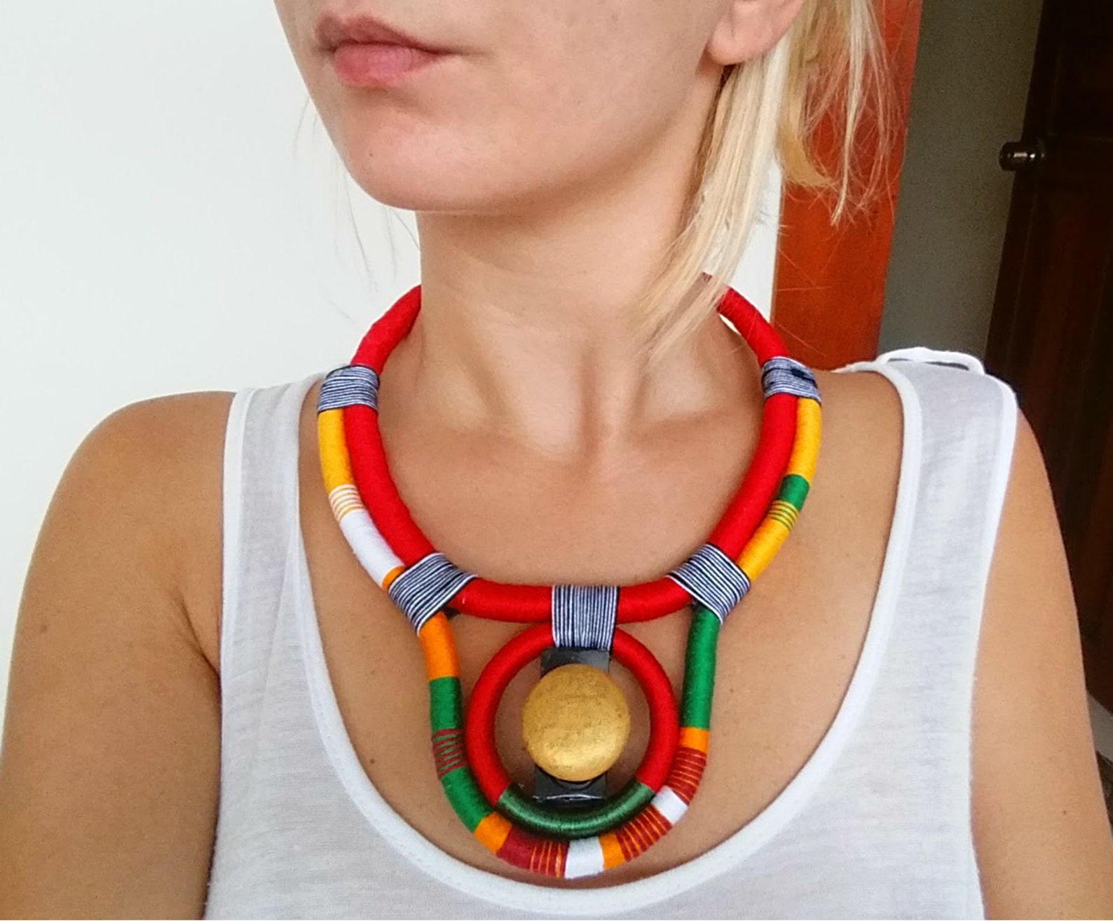 SUN Ethnic necklace Rope Necklace Thread Necklace Glass Beads Etsy