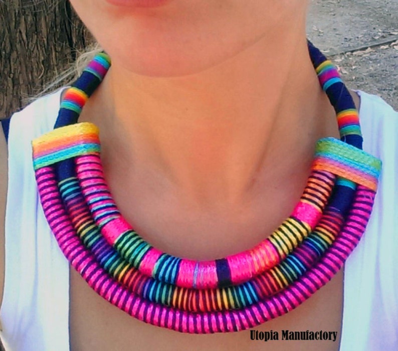 Vibrant Fuchsia Pink Maasai African Wedding Necklace with Adjustable Length image 1
