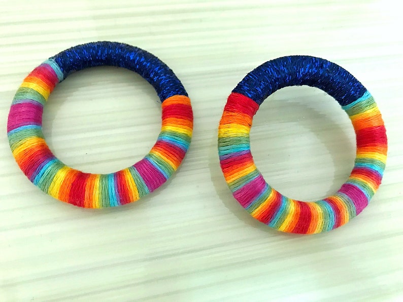 Rainbow Hoops, Hoop Earrings, African Earrings Colorful Earrings Rainbow Hoop Earrings, Colorful Rope Earrings, Rainbow Hoop Earrings image 7