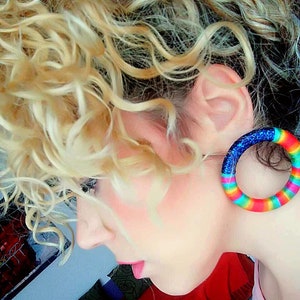 Rainbow Hoops, Hoop Earrings, African Earrings Colorful Earrings Rainbow Hoop Earrings, Colorful Rope Earrings, Rainbow Hoop Earrings image 8