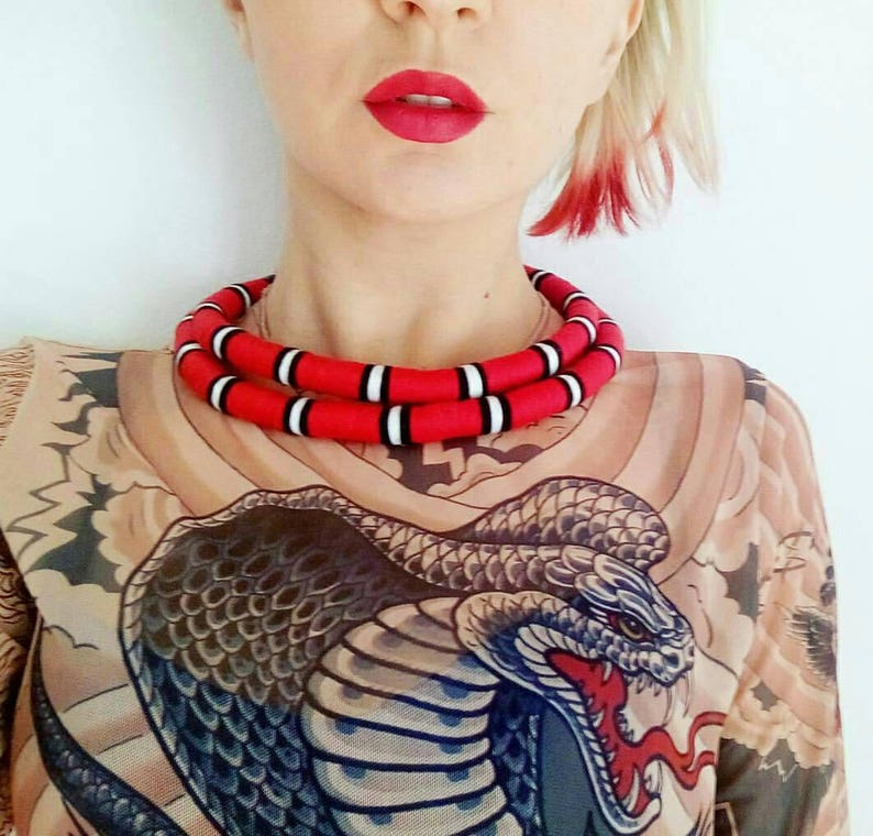 Coral Snake Necklace Etsy