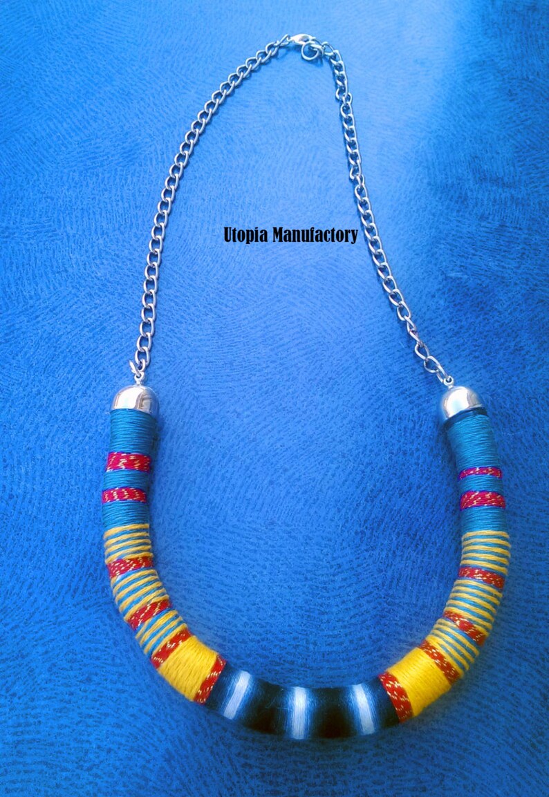 Boho Necklace African Jewelry Rope Necklace Choker Necklace Thread Necklace African Jewelry Thread Wrapped For Her Bohemian Necklace