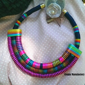 Vibrant Fuchsia Pink Maasai African Wedding Necklace with Adjustable Length image 2