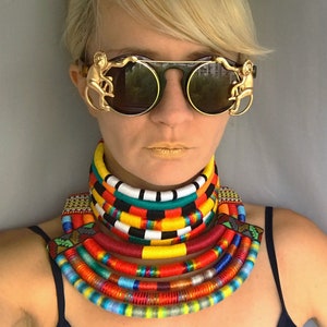 Colorful Necklace, African Necklaces, 2in1, Statement Necklace, Afro Choker, African Necklaces, Ethnic Necklace, African Jewelry for women