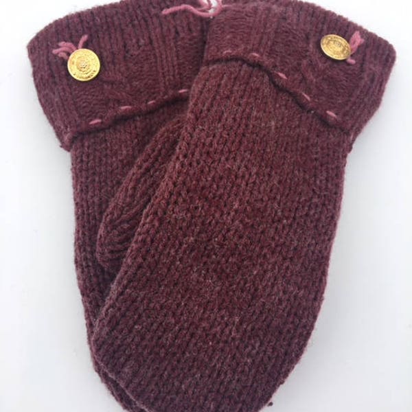 Wool mittens - fleece lined - made from recycled wool sweater - sweater mittens - handmade