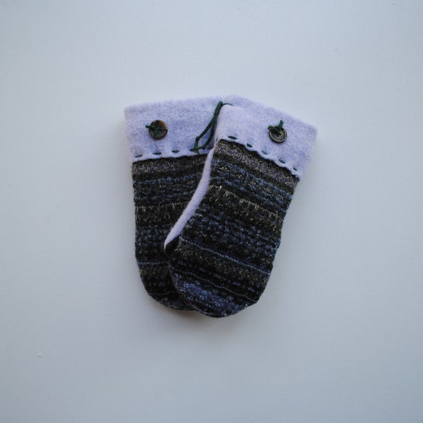 Wool mittens - fleece lined - made from recycled wool sweater - sweater mittens - handmade