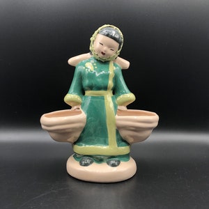 Vintage Figurine - Kaye of Hollywood California Pottery - Girl Carrying Water