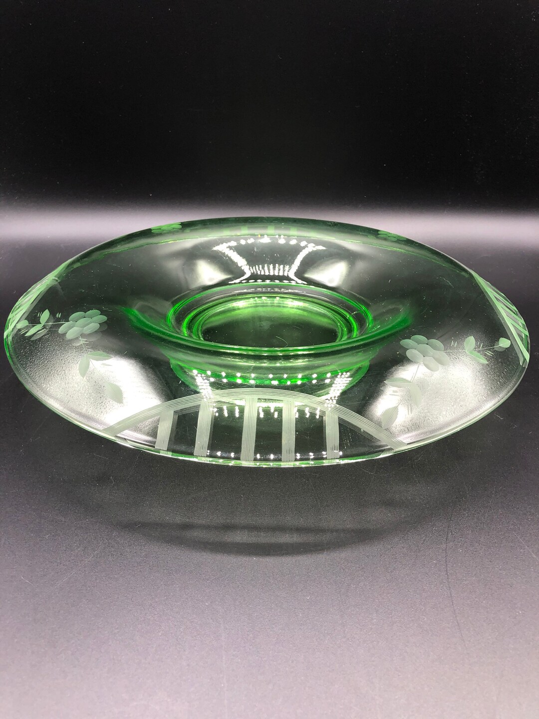 Vintage Console Bowl Floral / Art Deco Etch Etsy