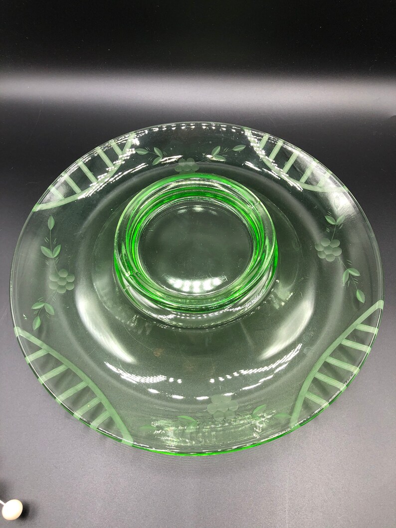 Vintage Console Bowl Floral / Art Deco Etch Etsy