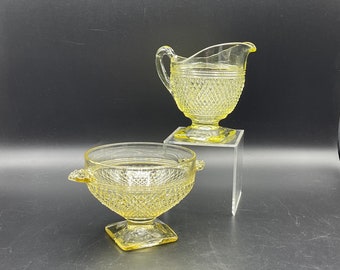 Vintage Cambridge Sugar and Cream Set - Mount Vernon - Mandarin Gold