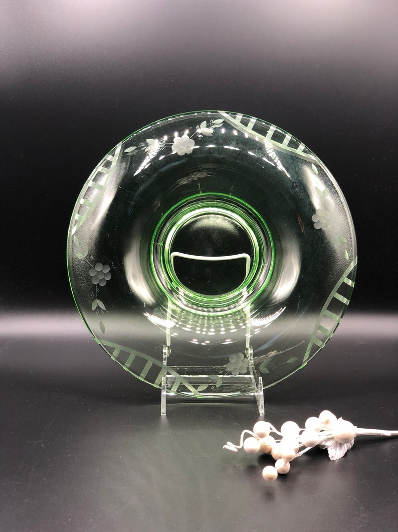 Vintage Console Bowl Floral / Art Deco Etch Etsy