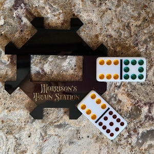 Mexican Train Station Domino Hub with Custom Name Hand Painted Eight or Twelve players Three Sizes