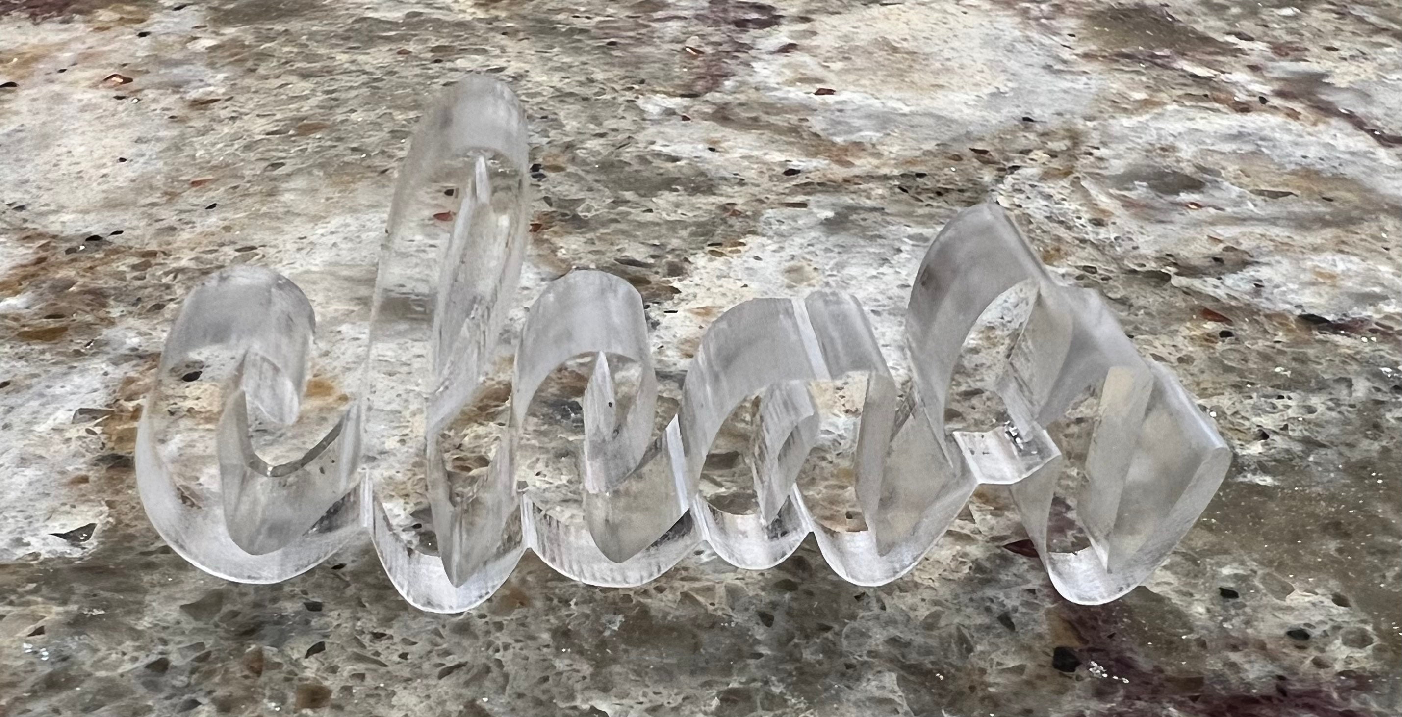 1/2” (1.27 Cm) Custom Clear Cursive Acrylic Letters, Numbers and ...