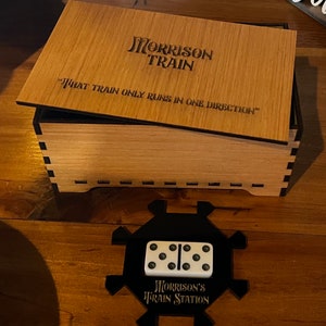 Mexican Train Dominoes Box Solid Wood with Acrylic Hub Personalized