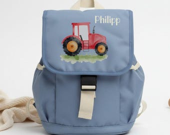 Personalisierter Kinderrucksack Traktor mit Namen – Kindergarten Rucksack, Geschenk Geburtstag Einschulung Weihnachten Junge