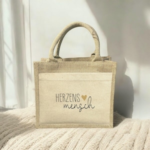 Sac en jute « personne de cœur », remerciement, cadeau d'adieu, collègue, petit cadeau, meilleur ami, idée cadeau pour Noël