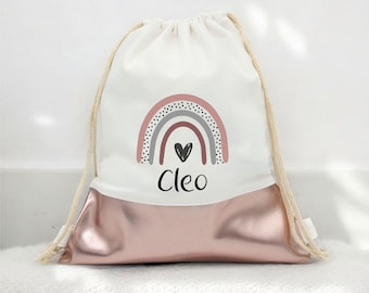 Gepersonaliseerde sporttas voor kinderen "Regenboog", kleine wastas voor de kinderopvang, kindertas, cadeau-idee voor kinderen
