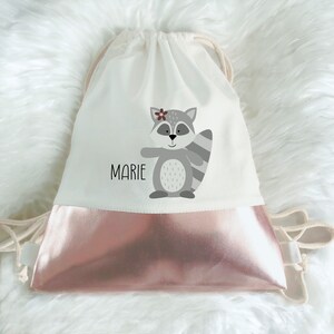 Sac de sport enfant personnalisé "Raton laveur", petit sac à linge pour garderie, sac enfant, idée cadeau pour enfant