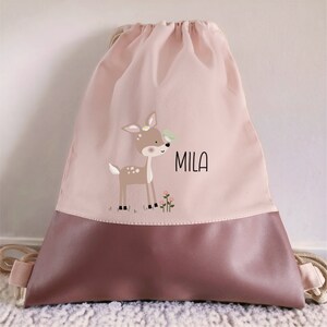 Personalized children's gym bag "Fawn Pearl", small laundry bag for kindergarten, children's bag, gift idea for children