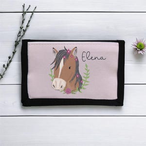Carteira, "Cavalo" personalizada com nome para crianças, escolar, presente para matrícula escolar, aniversário