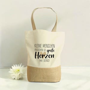 Juteshopper « Les petits ont besoin de cœurs aussi grands que le vôtre », idée cadeau de Noël/cadeau pour professeur/éducateur/grand-mère/sac en jute
