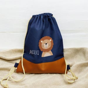 Sac de sport enfant personnalisé "Lion", petit sac à linge pour la maternelle, sac enfant, idée cadeau pour enfant