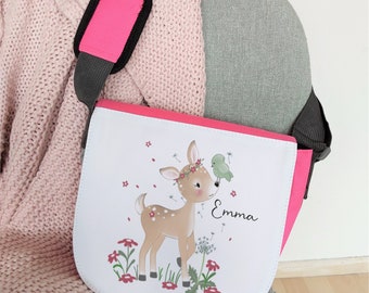 Kindertasche / Kindergartentasche pink "Reh" personalisiert, Umhängetasche für Kinder, Geschenk für den Kindergarten