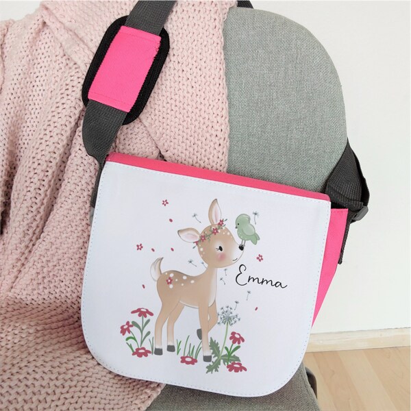 Children's bag / kindergarten bag pink "deer" personalized, shoulder bag for children, gift for kindergarten