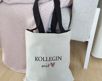 Einkaufstasche "Kollegin mit Herz",  Dankschön für deine liebste Kollegin, Wichtelgeschenk