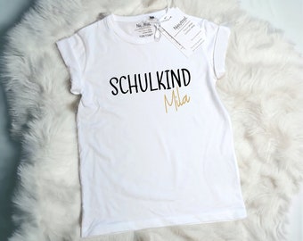 Personalisiertes T-Shirt "Schulkind" zum Schulanfang, zur Einschulung, Fairtrade, 100 % Bio Baumwolle