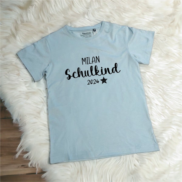 Personalized T-shirt "Schulkind 2024" for starting school, for starting school, fair trade, 100% organic cotton