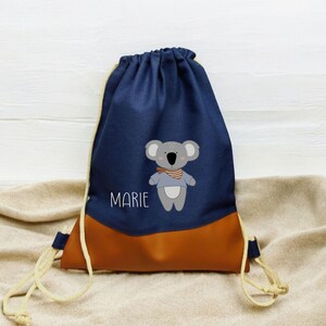 Sac de sport enfant personnalisé "Koala" bleu marine/marron, petit sac à linge pour la maternelle, sac enfant, idée cadeau pour enfant