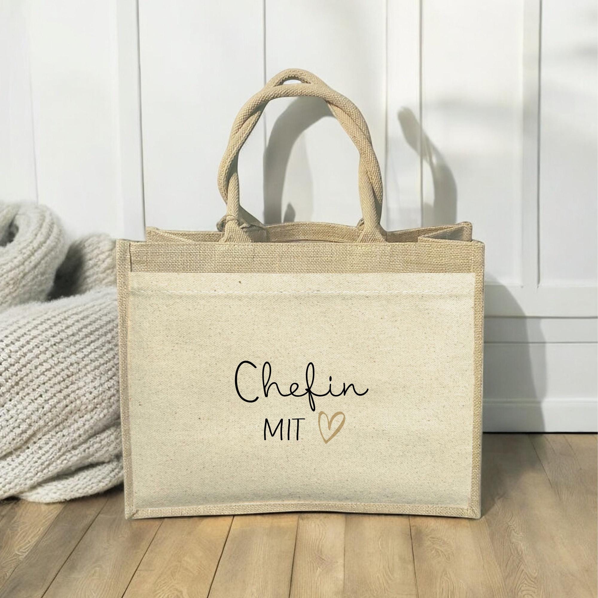 Jute bag "Boss or colleague with heart", thank you farewell gift, retirement, job change, gift idea for Christmas