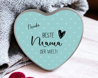 Personalisierte Geschenkdose Aufbewahrungsdose Keksdose Herz, "Beste Mama der Welt" Geschenkverpackung, Geschenk zum Muttertag