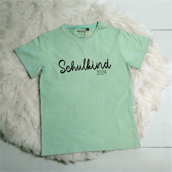 T-shirt "Schulkind 2024" for starting school, for starting school, fair trade, 100% organic cotton