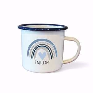 Personalized enamel mug &quot;Rainbow&quot;, gift for schoolchild, kindergarten, children&#39;s mug, children&#39;s birthday