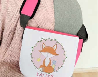 Kindertasche / Kindergartentasche pink "Fuchs" personalisiert, Umhängetasche für Kinder, Geschenk für den Kindergarten
