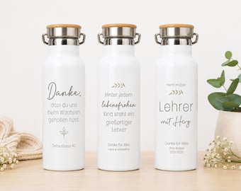 Gepersonaliseerde thermosfles voor leraren | Cadeau voor leraren | Afscheidscadeau voor leraren | Roestvrijstalen fles met naam | Bedankt leraren