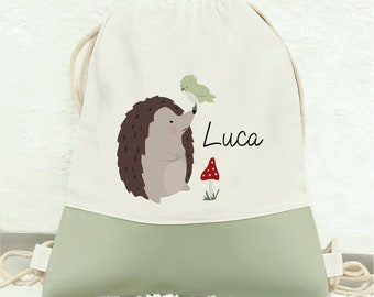 Personalized children's gym bag "Hedgehog", small laundry bag for kindergarten, children's bag, gift idea for children