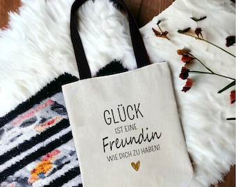 Einkaufstasche "Glück ist eine Freundin wie dich zu haben", Geschenk zu Weihnachten, Muttertag