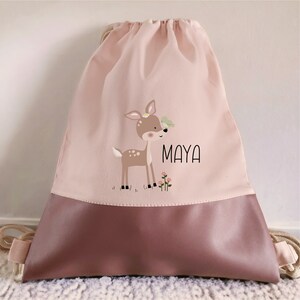 Sac de sport enfant personnalisé "Rehkitz Pearl", petit sac à linge pour la maternelle, sac enfant, idée cadeau pour enfants