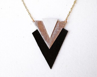 Geometric leather necklace