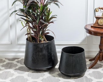 Large Planters Black Floor-Mounted / XXL Metal Plant Pots for Large Plants and Trees Industrial Decor / Statement Plant Pots Large