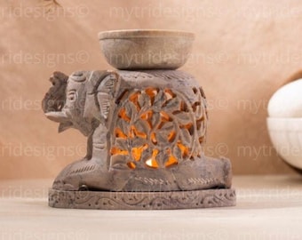 Sitting Elephant Oil Burner / Mother's Day Gift / Aromatherapy diffuser for Scented Oil / Wax Warmer / Fathers Day Gift