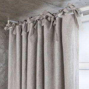 NATURAL linen draperies Tab top/Tie top /Rod pocket drapes bathroom, kitchen & bedroom draperynatural linen/cozy design/linen curtains image 10