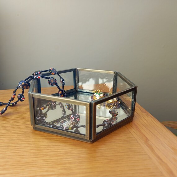 Hexagonal Mirror Tray With Metal Frame Glass With Brass Finish Metal Hexagonal Decorative Mirror Tray Box Elegant Glass Table Decor Etsy Ireland